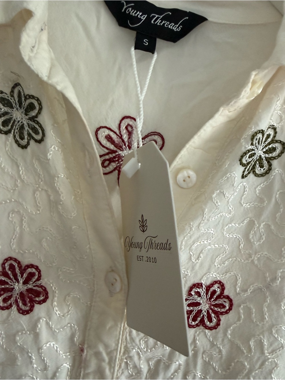 Young Threads Boho Patchwork Embroidered Ruffle Top – NWT - Picture 7 of 13